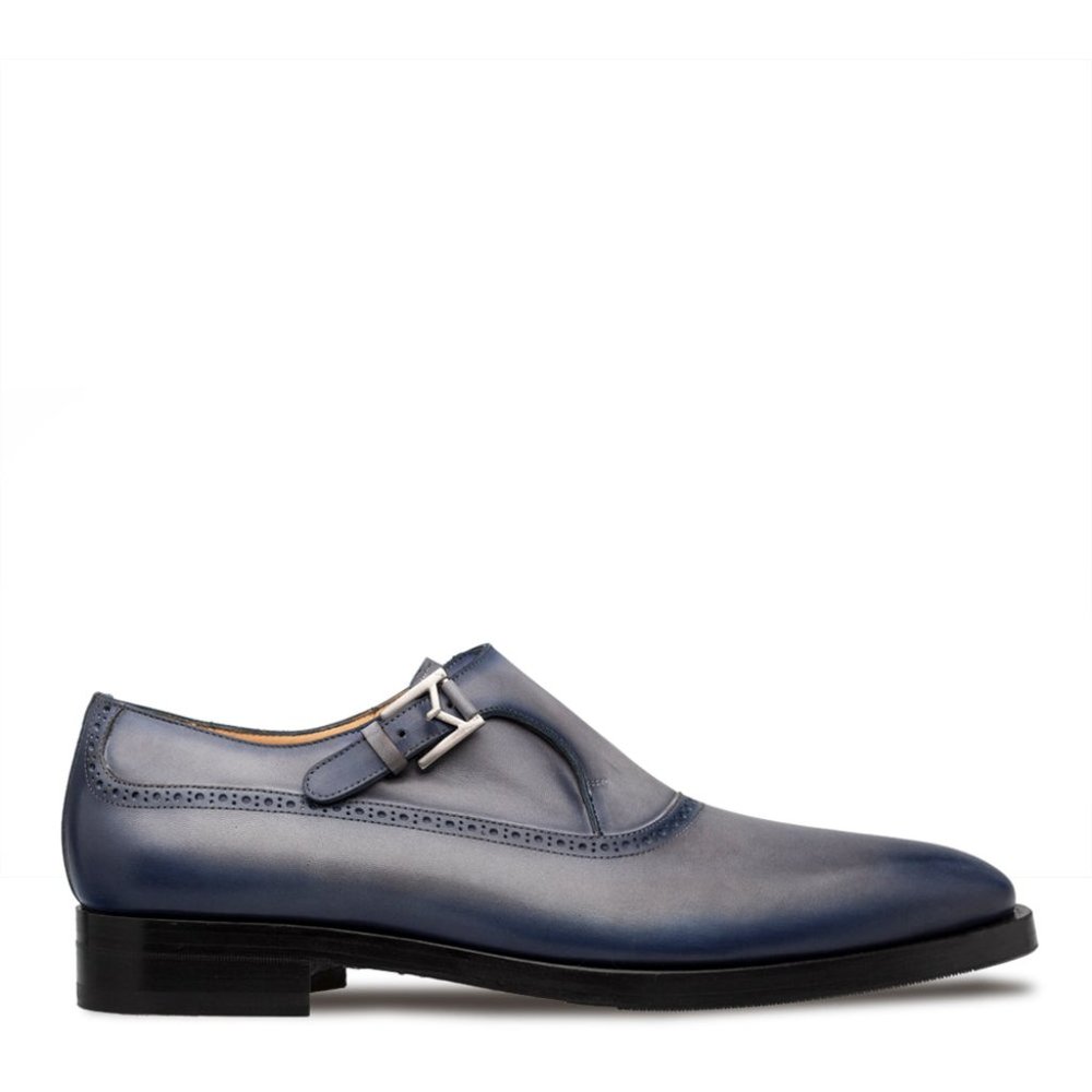 Bashwood Handmade Patina Blue Leather Oxfords